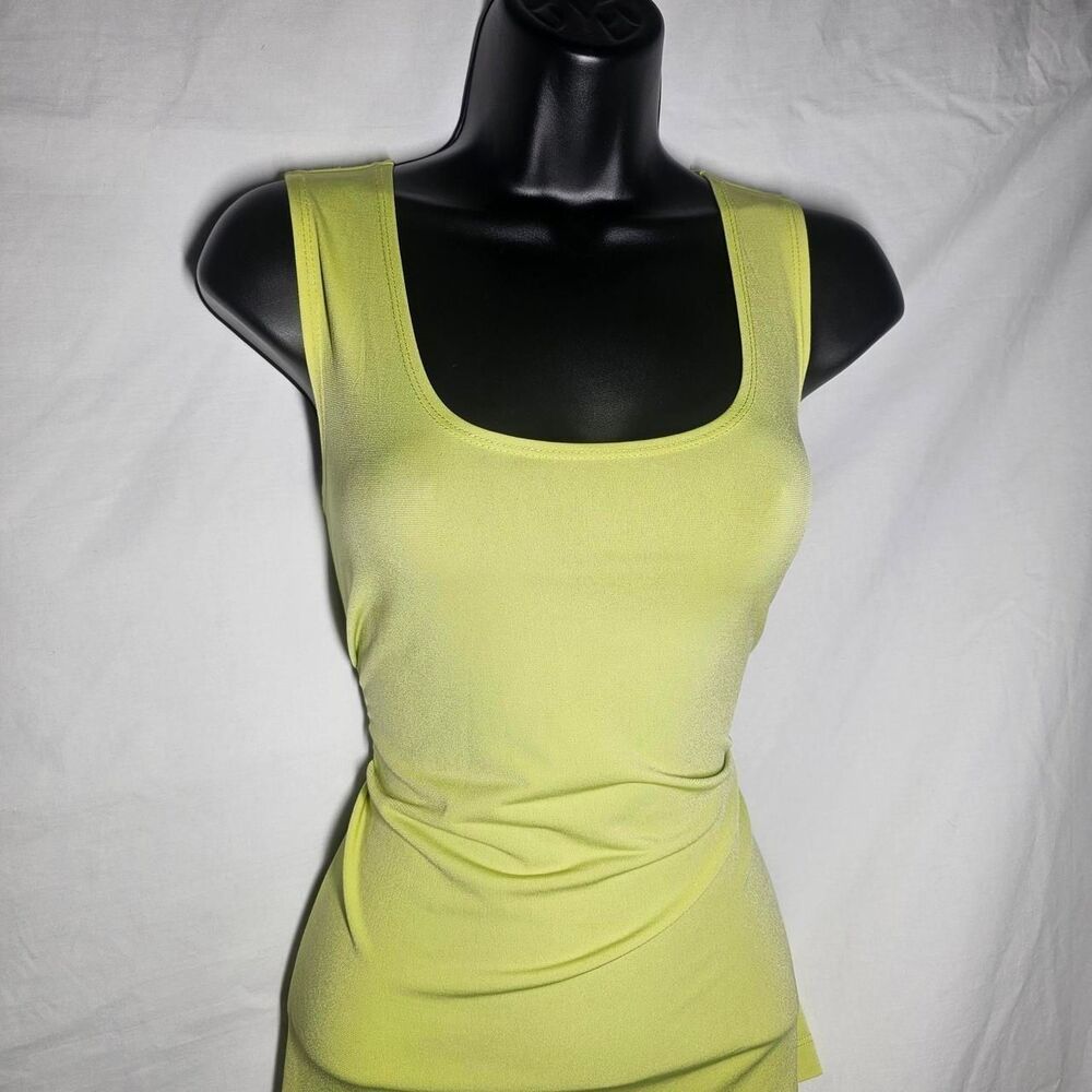 Vintage y2k neon highlighter yellow slinky stretchy tank top
